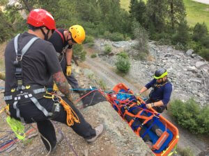 High angle rope rescue training